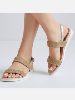 Italina By Summer Rio Champagne Women's Sandals Size 6.5 NEW